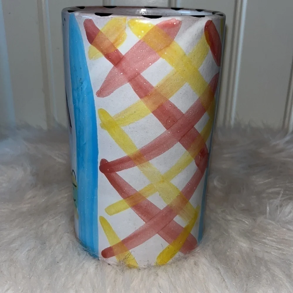 ART pottery signed pastel fish vase lake house/beach house decor whimsical